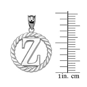 Sterling Silver "Z" Initial in Rope Circle Pendant Necklace