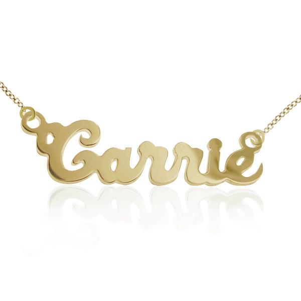 Personalized Sterling Silver Dainty Name Plate Necklace in "Carrie" Script (more colors)