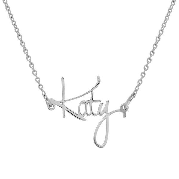 Personalized Sterling Silver Name Plate Necklace in "Katy" Style (more colors)