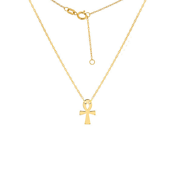 14K Yellow Gold Mini Cross Dainty Necklace - Minimalist