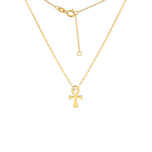 14K Yellow Gold Mini Cross Dainty Necklace - Minimalist