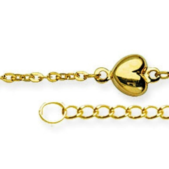 14K Gold Heart Pol Puffed Ankle Bracelet Anklet