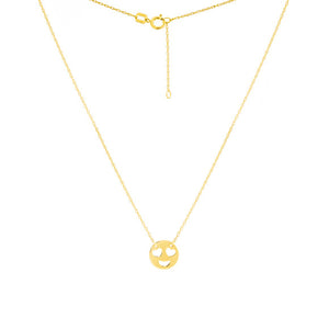 14K Yellow Gold Mini Smiley Face Adjustable Necklace