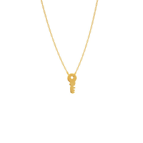 14K Yellow Gold Mini Key Cut Out Adjustable Necklace