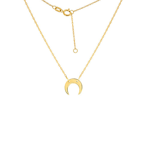 14K Yellow Gold Mini Crescent Moon Dainty Necklace - Minimalist