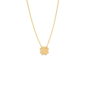 14K Yellow Gold Mini Cut Out Clover Rope Chain Dainty Necklace - Minimalist
