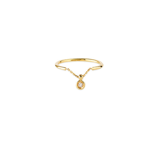 14K Yellow Gold Diamond Bezel Set Sliding Wire Ring (more color)