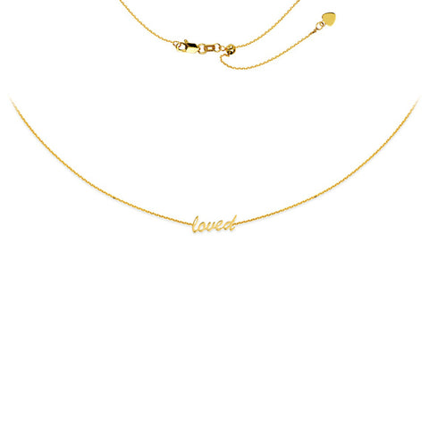 14K Yellow Gold Script Loved Choker Necklace