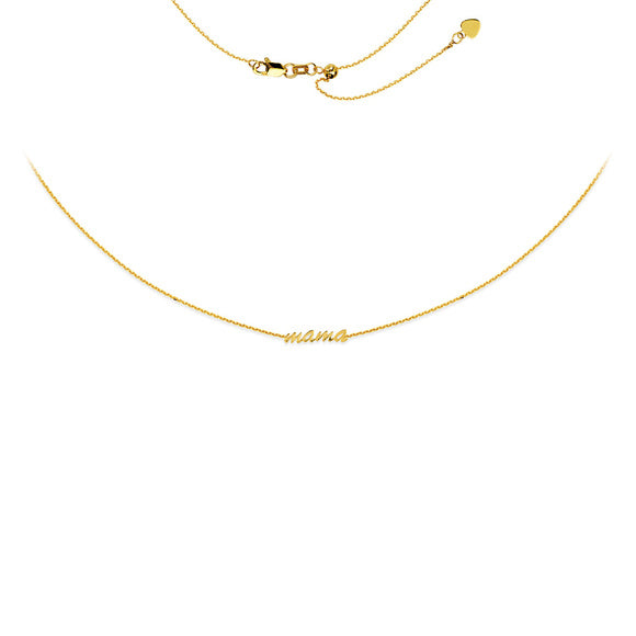 14K Yellow Gold Script Mama Adjustable Choker Necklace