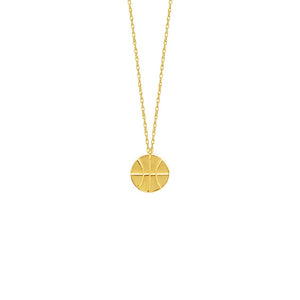 14K Yellow Gold Mini Disk Cut Out Basketball Rope Chain Adjustable Necklace