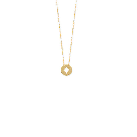 14K Yellow Gold Mini Star Cut Out Adjustable Necklace