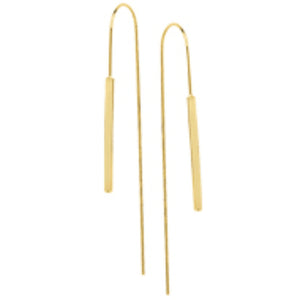 14K Yellow Gold Flat Round Hook Threader Earrings