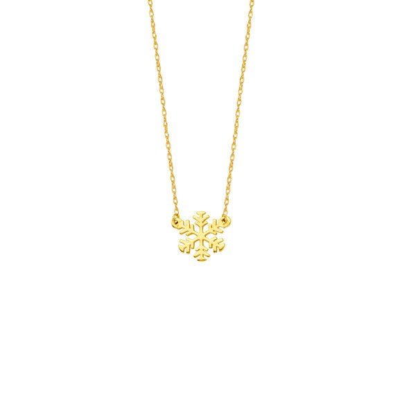 14K White Gold Mini Snowflake Dainty Necklace - Minimalist