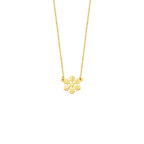 14K Yellow Gold Mini Snowflake Adjustable Necklace