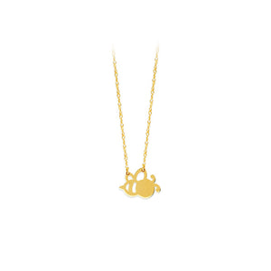 14K Yellow Gold Mini Cut Out Bee Dainty Necklace with Rope Chain - Minimalist