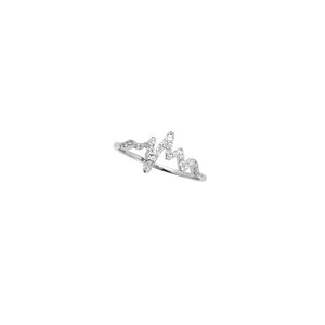 14K White Gold CZ HeartBeat Ring (more color)