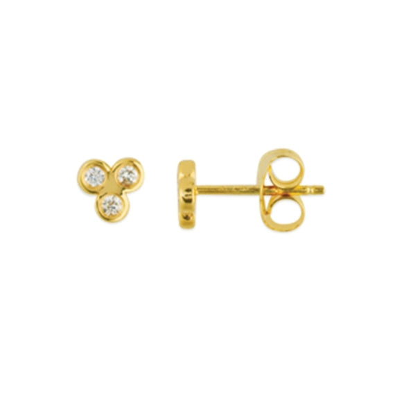 14K Rose Gold Trinity Diamond Stud Earrings
