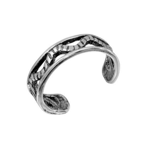 925 Sterling Silver Wave Rope Design Toe Ring / Finger Ring