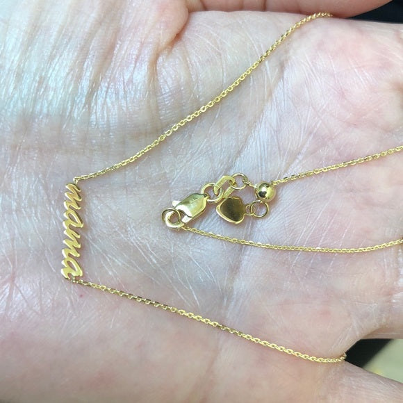 14K Yellow Gold Script Mama Adjustable Choker Necklace