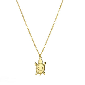 14K Yellow Gold Mini Turtle Rope Chain Adjustable Necklace