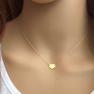 14K Yellow Gold Mini Heart Dainty Necklace - Minimalist