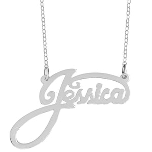 Personalized Sterling Silver Name Plate Necklace in "Jessica" Style (more colors)