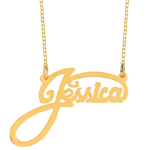 Personalized Name Plate Gold Necklace in "Jessica" Style (Silver & Gold)