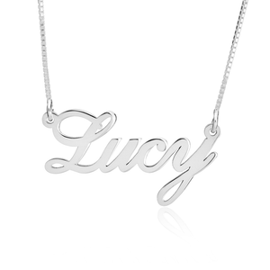 Personalized 14K Solid White Classic Name Plate Necklace (more colors)