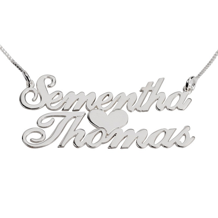 Copy of Personalized Two Names Heart Necklace (Silver & Gold)