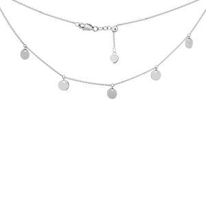 14K White Gold 5 Dangle Mini Disc Adjustable Choker Necklace